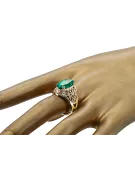 14-кв Желтое золото Изумруд Кольцо Винтаж vrc074y